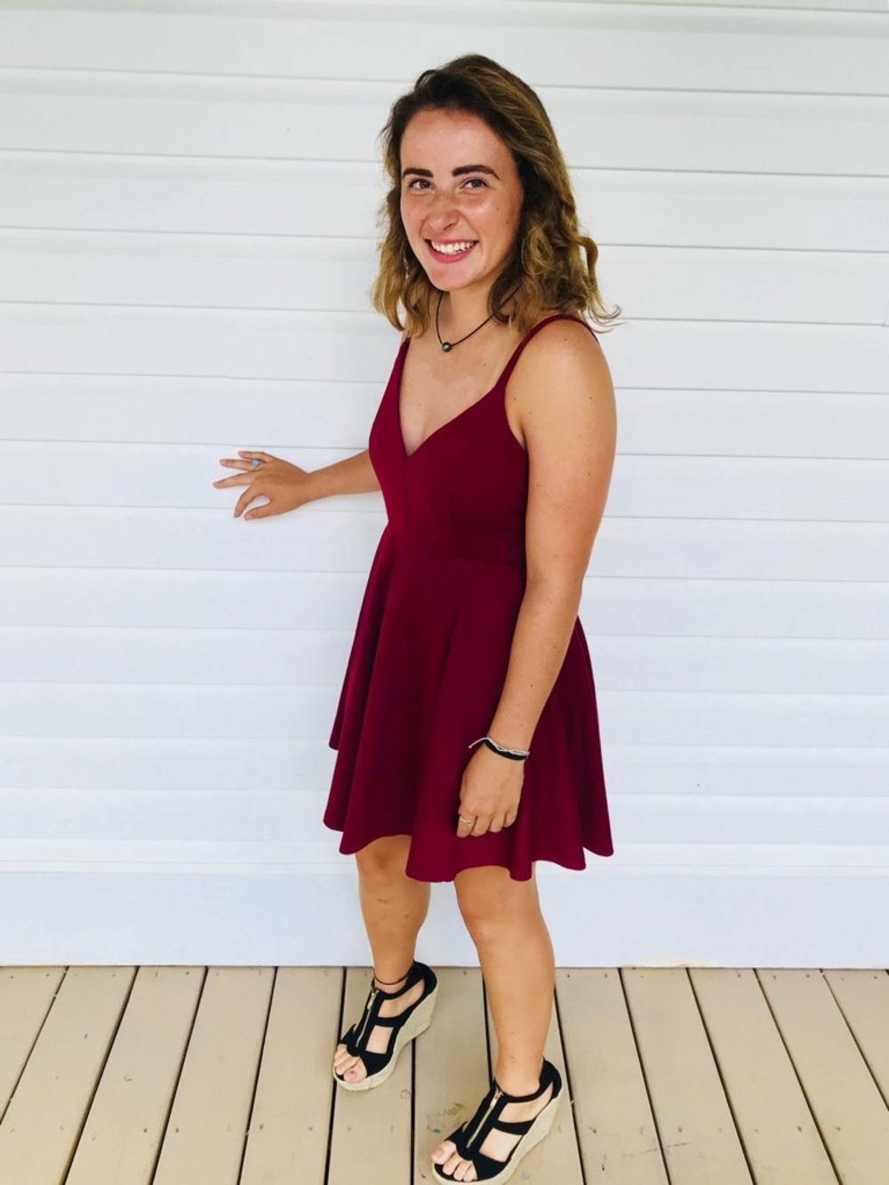 Windsor Deep Plum Maroon Double-Strap Mini Dress - Picture 5 of 6